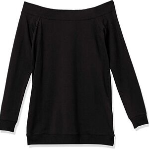 Daily Ritual - Medium - Black-  Relaxed-Fit Long-Sleeve Cold Shoulder Tunic